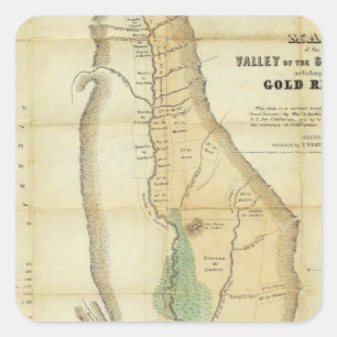 Sticker Carré Carte de la vallée de Sacramento