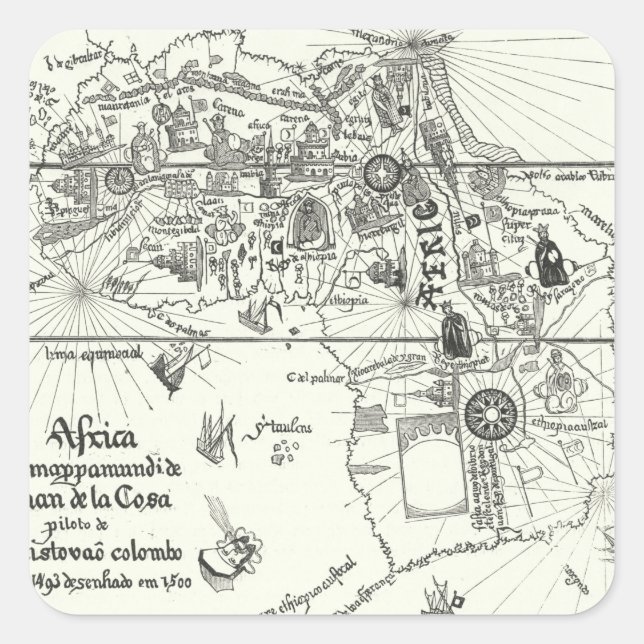 Sticker Carré Carte de l'Afrique | 1500 (Devant)
