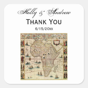 Sticker Carré Carte de l'Afrique antique do-it-yourself couleur 