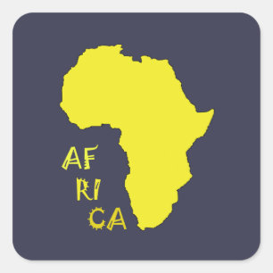 Sticker Carré Carte de l'Afrique Jaune Funky