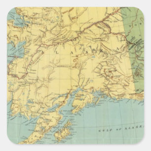 Sticker Carré Carte de l'Alaska de Rand McNally
