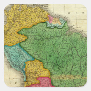 Sticker Carré Carte de l'Amérique du Sud 3