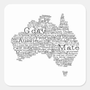Sticker Carré Carte de l'argot australien