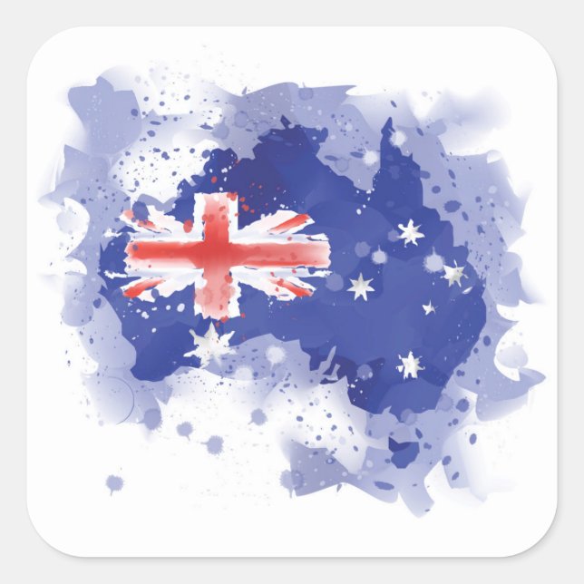 Sticker Carré Carte de l'eau de l'Australie (Devant)