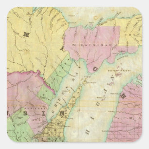 Sticker Carré Carte de l'État du Michigan