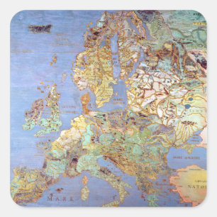 Sticker Carré Carte de l'Europe du XVIe siècle