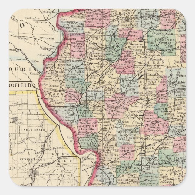 Sticker Carré Carte de l'Illinois par Mitchell (Devant)