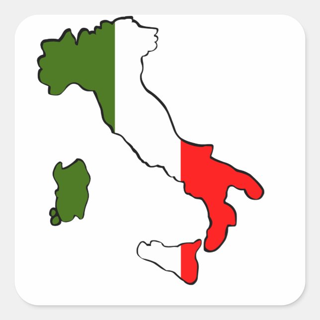 Sticker Carré Carte de l'Italie (Devant)