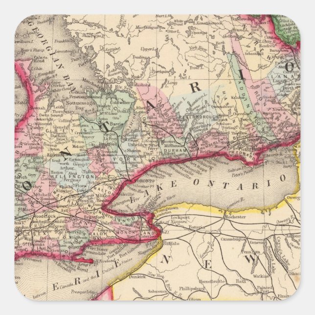 Sticker Carré Carte de l'Ontario par Mitchell (Devant)