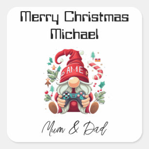 Sticker Carré Carte de Noël du joueur personnalisé