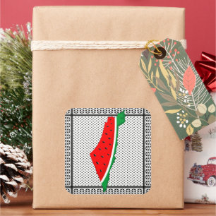 Sticker Carré Carte de Palestine Watermelon Symbole de la libert
