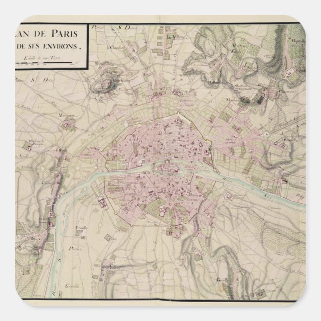 Sticker Carré Carte de Paris et de ses environs (Devant)