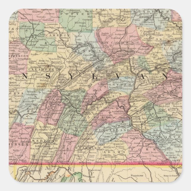 Sticker Carré Carte de Pennsylvanie par Mitchell (Devant)