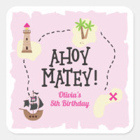 Carte de pirate rose Anniversaire