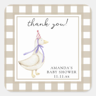Sticker Carré Carte de remerciement pliée pour Baby Shower Canet