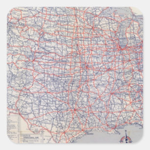 Sticker Carré Carte de route Etats-Unis