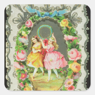 Sticker Carré Carte de Saint-Valentin victorienne