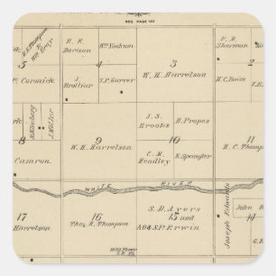 Sticker Carré Carte de section de T24S R26E Tulare County