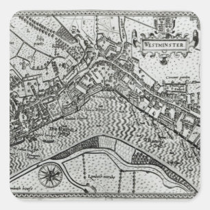Sticker Carré Carte de Westminster de 'Speculum Britannia'
