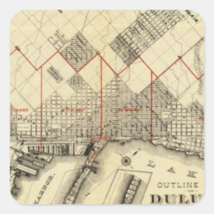 Sticker Carré Carte d'ensemble de Duluth et de banlieues