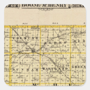 Sticker Carré Carte des comtés de Boone et de McHenry