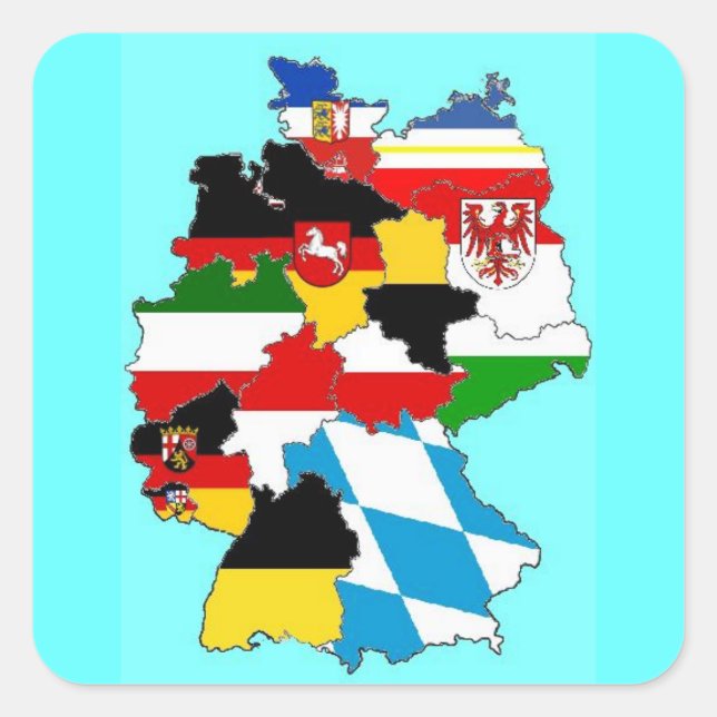 Sticker Carré Carte des drapeaux d'état Allemagne (Devant)