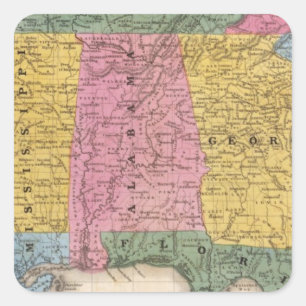 Sticker Carré Carte des états sudiste