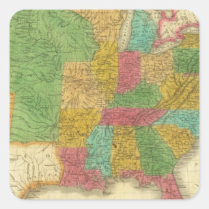 Sticker Carré Carte des Etats-Unis