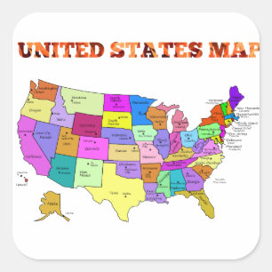 Sticker Carré Carte des États-Unis