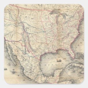 Sticker Carré Carte des Etats-Unis