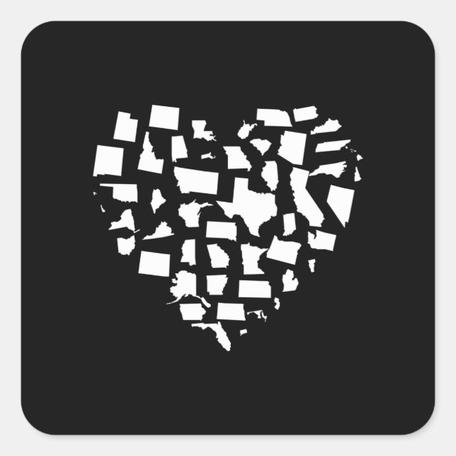 Sticker Carré Carte des États-Unis d'Amérique (Devant)