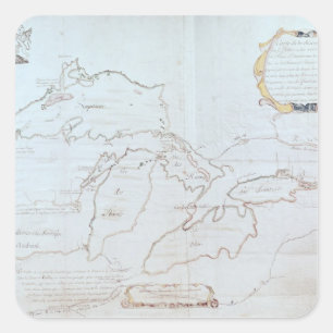Sticker Carré Carte des Great Lakes