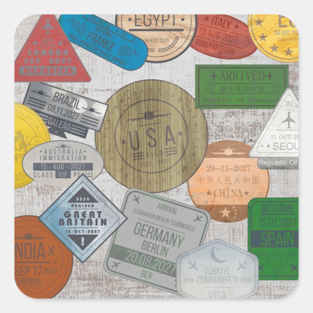 Sticker Carré Carte des passeports (Devant)