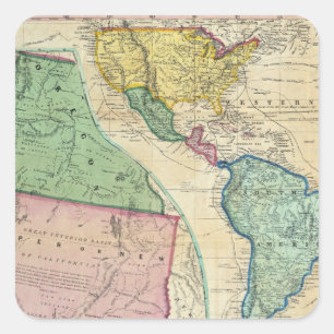Sticker Carré Carte des régions d'or de Californie