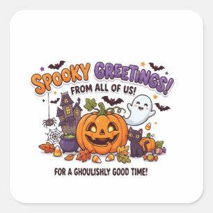 Sticker Carré Carte d'invitation pour une fête d'Halloween Spook