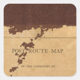 Sticker Carré Carte d'itinéraire de courrier de territoire du