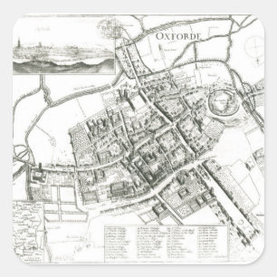 Sticker Carré Carte d'Oxford, 1643