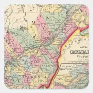 Sticker Carré Carte du Canada est dans les comtés