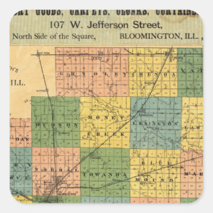 Sticker Carré Carte du compté de McLean, l'Illinois 1886