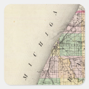 Sticker Carré Carte du comté de Berrien, Michigan