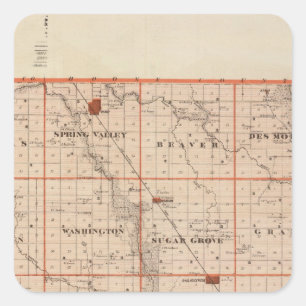 Sticker Carré Carte du comté de Dallas, État de l'Iowa