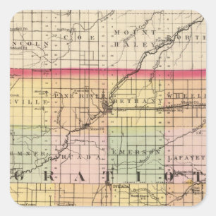 Sticker Carré Carte du comté de Gratiot, Michigan