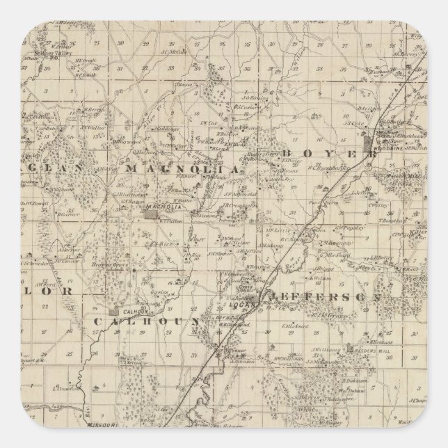 Sticker Carré Carte du comté de Harrison, État de l'Iowa (Devant)