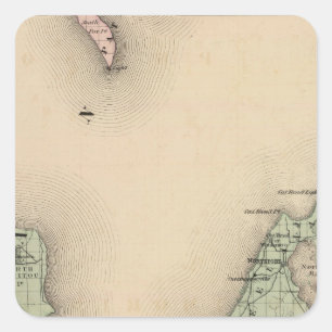 Sticker Carré Carte du comté de Leelanau, Michigan