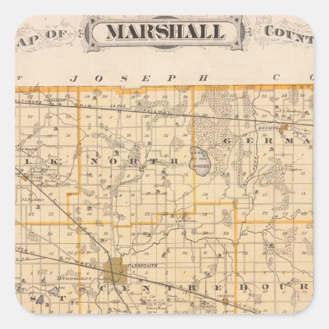 Sticker Carré Carte du comté de Marshall (Devant)