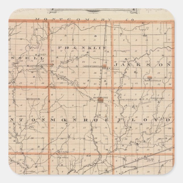 Sticker Carré Carte du comté de Putnam (Devant)