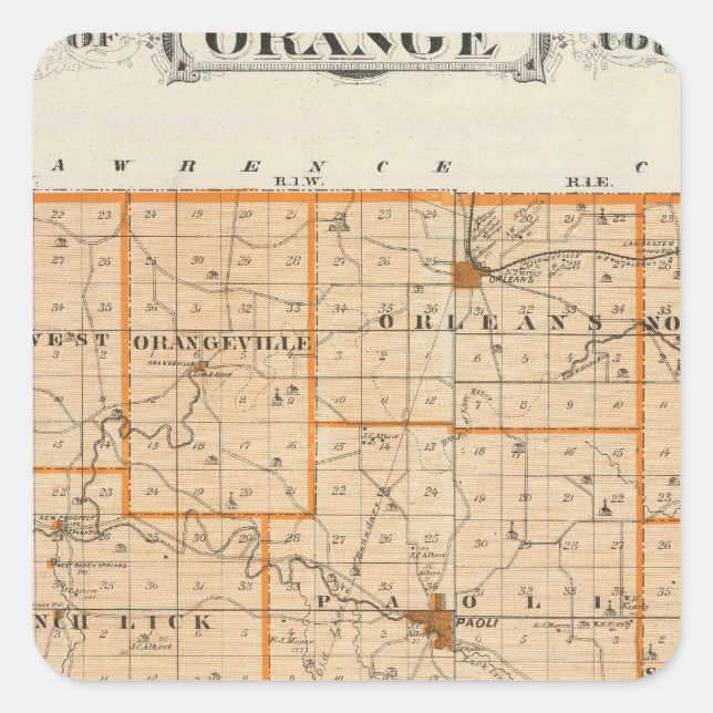 Sticker Carré Carte du comté d'Orange (Devant)