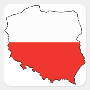 Sticker Carré Carte du drapeau de la Pologne
