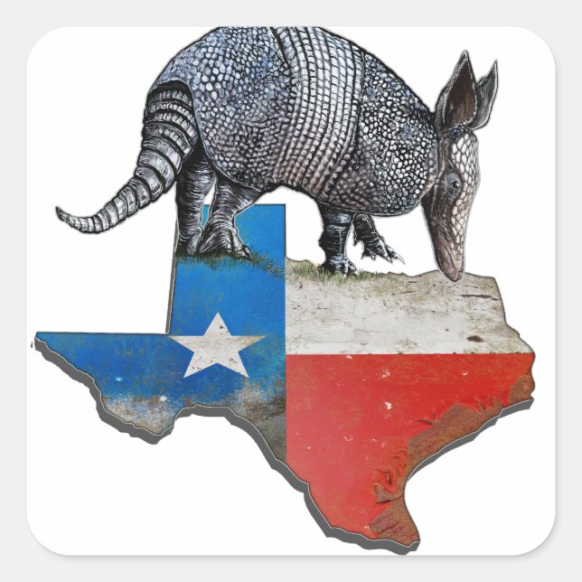 Sticker Carré Carte du drapeau de l'État d'Armadillo Texas (Devant)