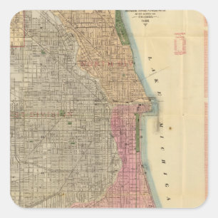 Sticker Carré Carte du guide Blanchard de Chicago
